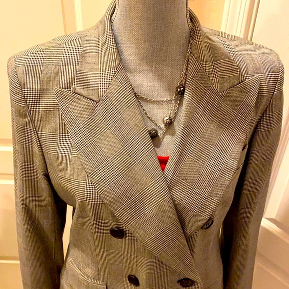DKNY Double-breasted Glen Plaid Blazer - Picture 1 of 16